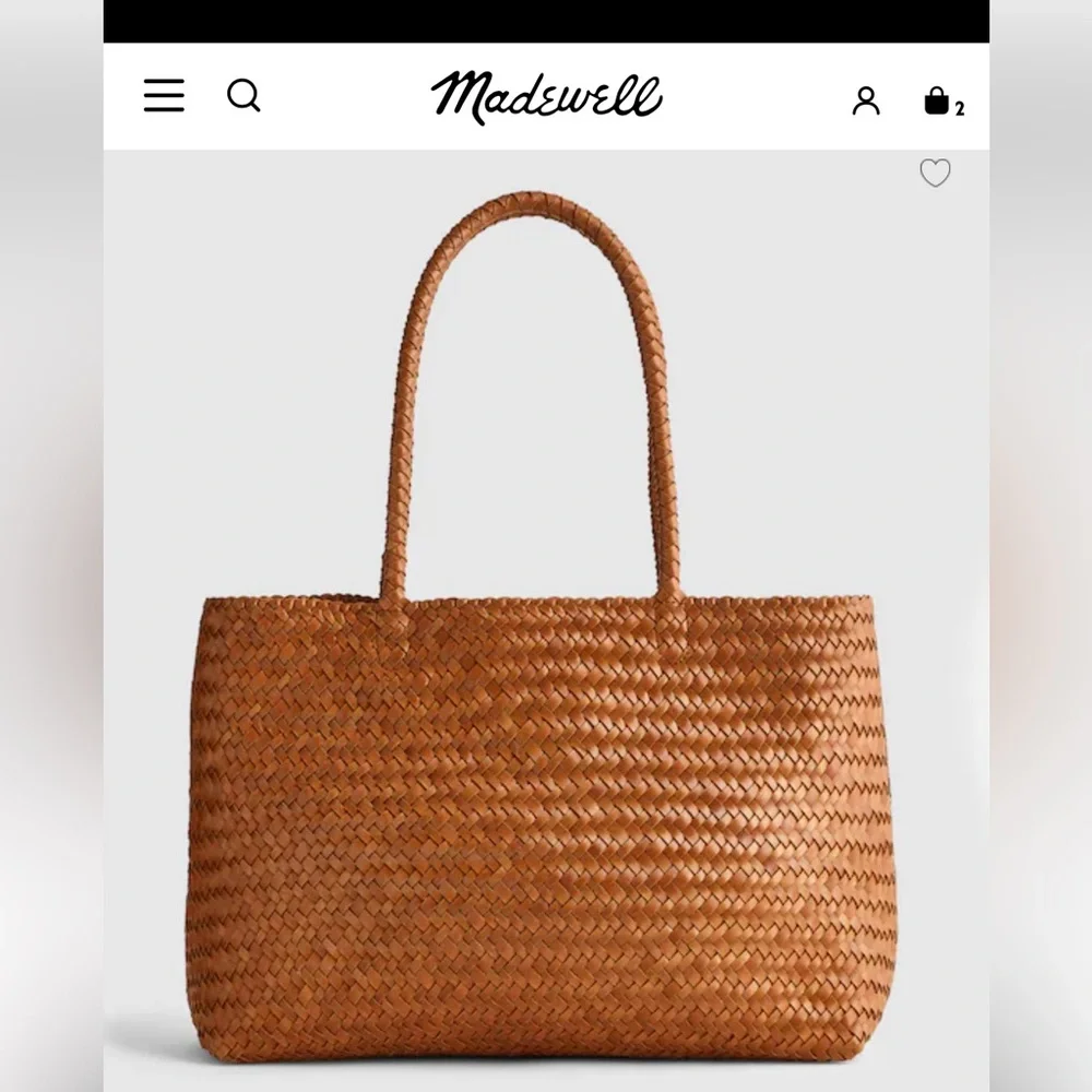 Madewell Tan Woven Leather Tote Bag - Picture 4 of 6